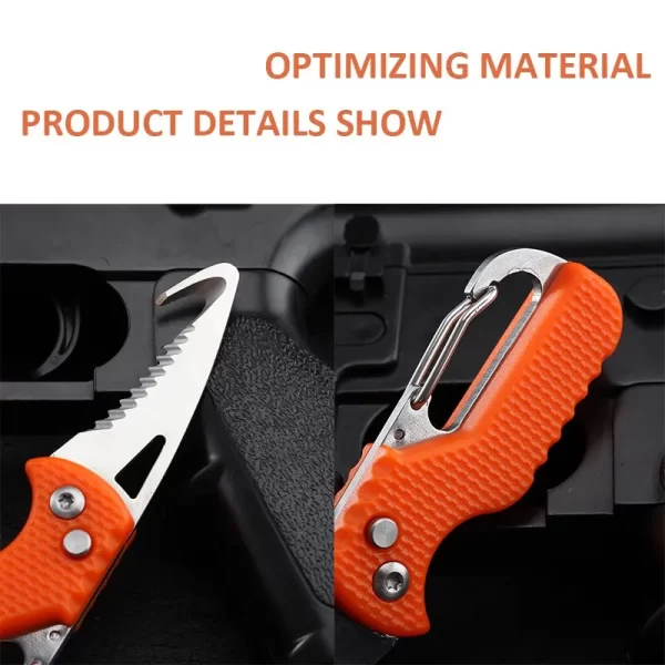 1pcs Outdoor Camping Portable Folding Knife Express Package Knife Gift Keychain Serrated Hook Knife Carryon Survival Tool Box - Image 2