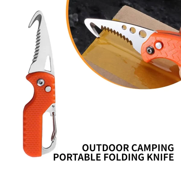 1pcs Outdoor Camping Portable Folding Knife Express Package Knife Gift Keychain Serrated Hook Knife Carryon Survival Tool Box