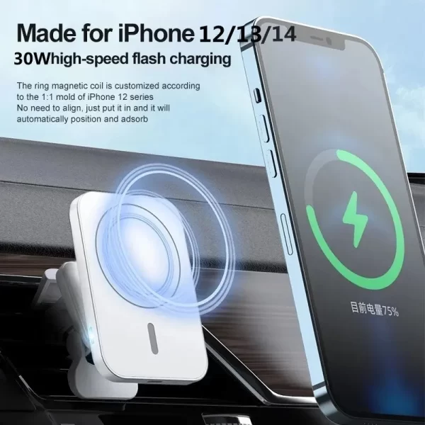 30W Magnetic Wireless Charger Car Air Vent Stand Phone Holder Car Fast Charging Station For iPhone 12 13 14 Pro Max Mini Macsafe - Image 6