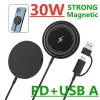 30W Magnetic Wireless Charger Fast Charging Pad Stand for iPhone 15 14 13 12 Pro Airpods PD Macsafe Phone Chargers Dock Station