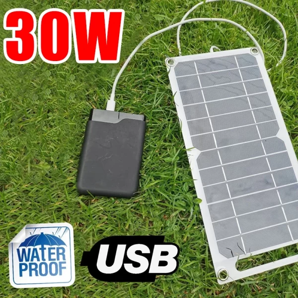 30W Portable Solar Panel 5V Solar Plate with USB Safe Charge Stabilize Battery Charger for Power Bank Phone Outdoor Camping Home