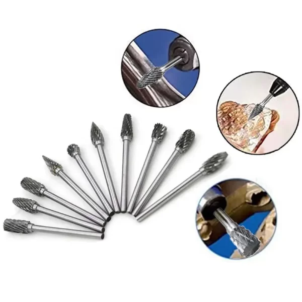 5Pcs Wood Milling Cutter Grinding Carbide Tungsten Steel Double Rotary File Head Woodworking Grinding Head Root Carving Cutter - Image 2