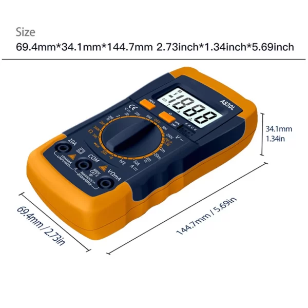 A830L LCD Digital Multimeter AC DC Voltage Diode Freguency Multitester Current Tester Luminous Display with Buzzer Function - Image 2