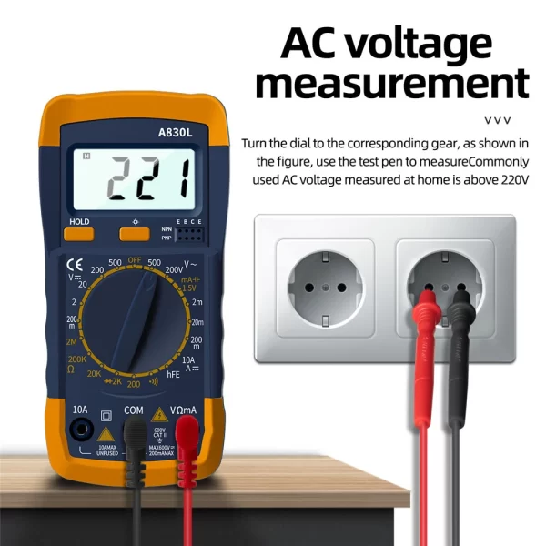 A830L LCD Digital Multimeter AC DC Voltage Diode Freguency Multitester Current Tester Luminous Display with Buzzer Function - Image 5