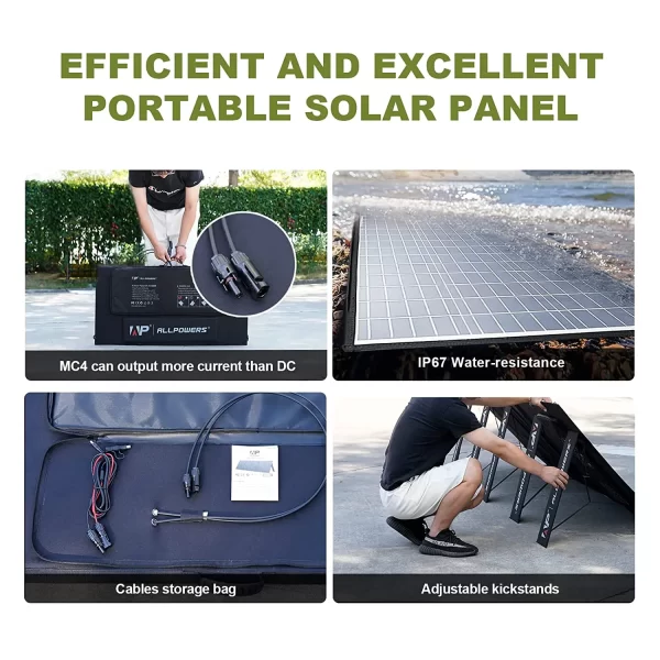 ALLPOWERS Foldable Solar Panel 400W / 200W / 140W / 100W / 60W Solar Charger with MC-4 Output for Power Station Solar Generator - Image 5