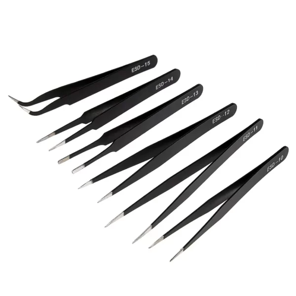 Antistatic Stainless Steel Tweezers 6 PCS Precision Maintenance Industrial Repair Curved Tool Home Work Model Making Hand Tools - Image 2