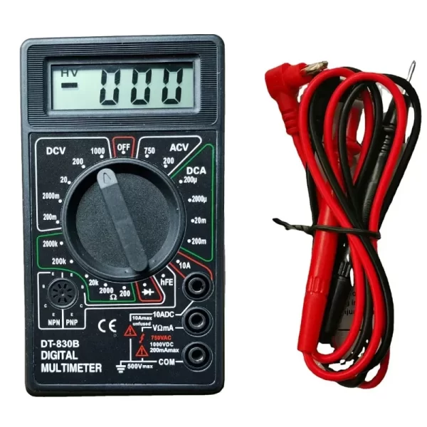 DT830B LCD Digital Multimeter Ammeter AC DC Voltmeter Mini Hand Held Digital Multimeter Cable Ohm Meter with Probe Combination