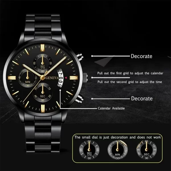 Fashion Men Stainless Steel Watch Luxury Calendar Quartz Wrist Watch Mens Business Watches for Man Clock Montre Homme - Image 2