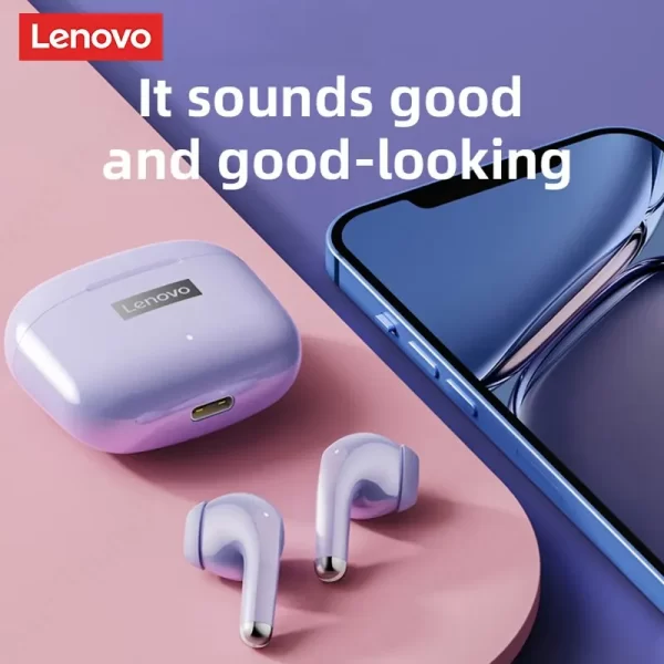 Lenovo LP40 Pro Earphones Bluetooth 5.0 Wireless Sports Headphone Waterproof Earbuds with Mic Touch Control TWS Headset - Image 2