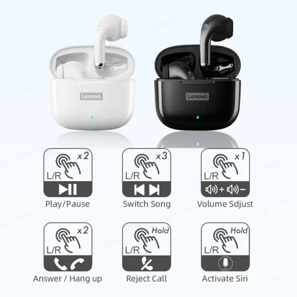 Lenovo LP40 Pro Earphones Bluetooth 5.0 Wireless Sports Headphone Waterproof Earbuds with Mic Touch Control TWS Headset - Image 5