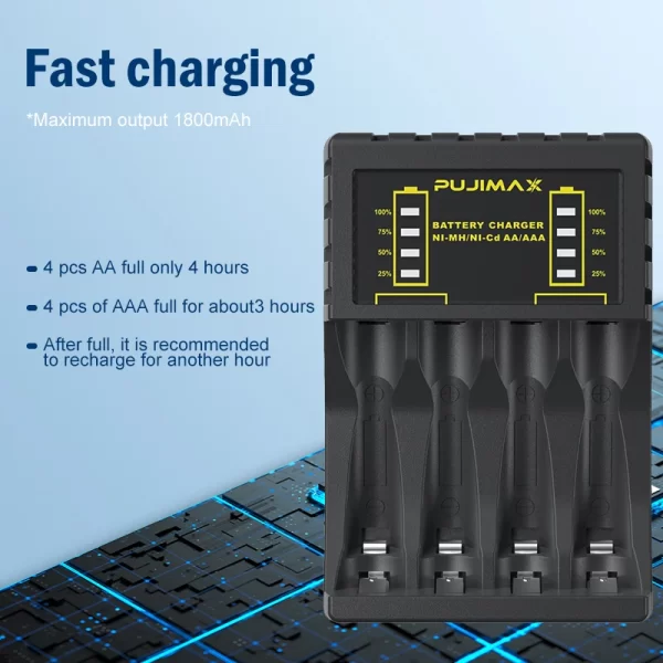 New Four-Slot Multi-Slot Intelligent Fast Charger No.5 No.7 AAA/AA Ni-Cd Battery Charger - Image 2