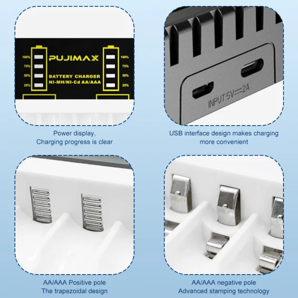 New Four-Slot Multi-Slot Intelligent Fast Charger No.5 No.7 AAA/AA Ni-Cd Battery Charger - Image 5