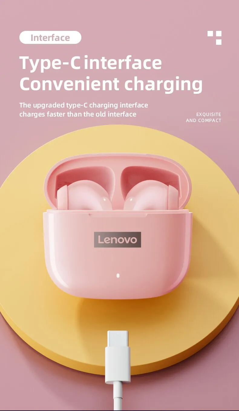Lenovo LP40 Pro Earphones Bluetooth 5.0 Wireless Sports Headphone Waterproof Earbuds with Mic Touch Control TWS Headset 16