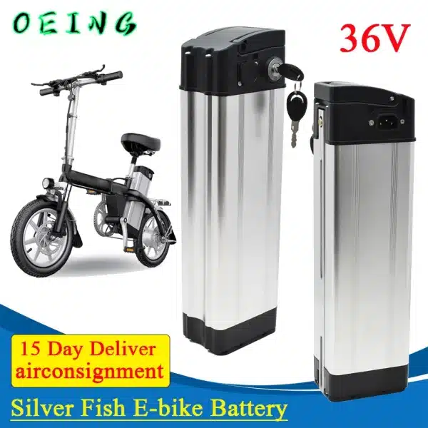 36V 10AH 20AH Silver Fish Lithium Ebike Bateria Akku 500W 24V 36 V 15AH 30AH Li ion Electric Bike Bicycle 48V 18650 Battery Pack